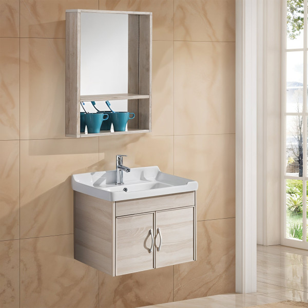 Germa Bathroom Vanity Cabinet & Washbasin With Mirror Cabinet TR3503 (Spaniard Beige) - TR3503-60cm (Spaniard Beige)