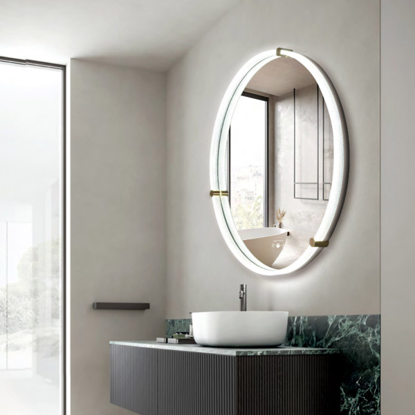 Led Mirror 3Light Dimmer with Wave Sensor Imported Led Mirror - Round Shape 80cm x 80cm