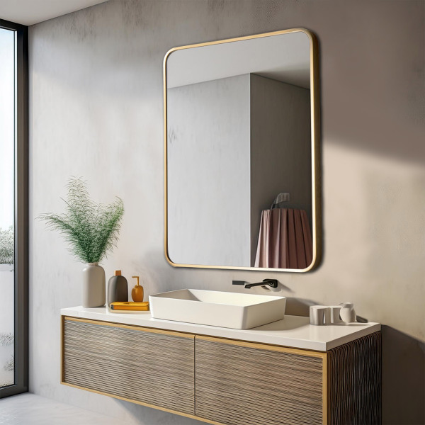 Aluminum Gold Frame Mirror TR133 - Rectangle Shape 70cm x 50cm