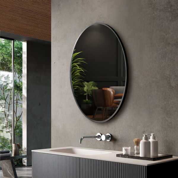 Aluminum Black Frame Mirror with TR134 - Oval Shape 70cm x 50cm