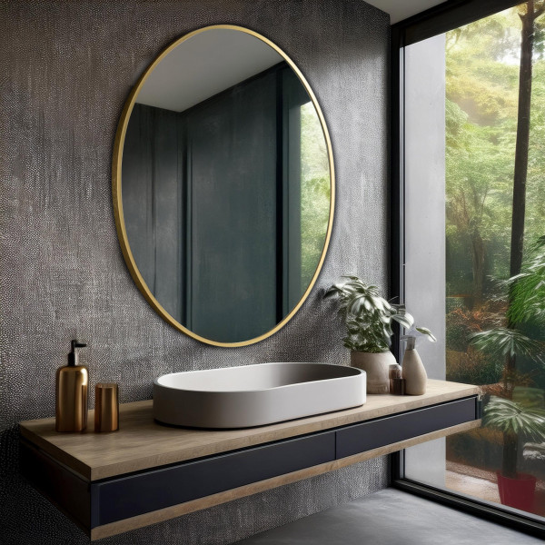 Aluminum Gold Frame Mirror with TR134 - Oval Shape 70cm x 50cm