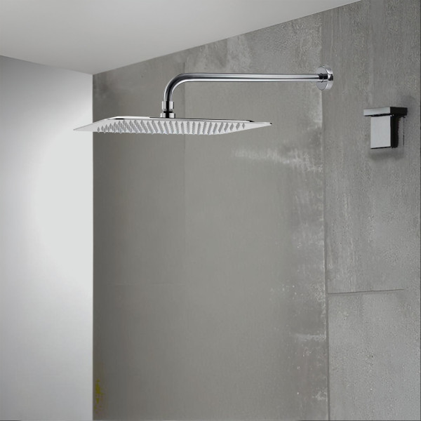 SS304 Ultra Slim High Pressure Rainfall Shower Head - Chrome Rectangle Shape