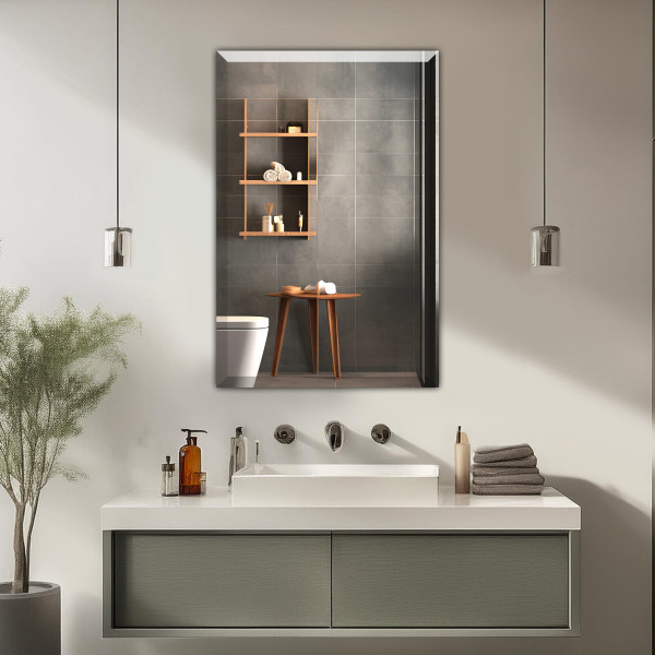 Copper Free Silver Mirror with Beveled Edges - Rectangle Shape 80cm x 60cm