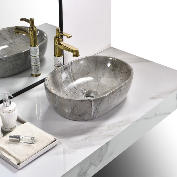 Antero Cameo Marble - Glossy Finish Ceramic Designer Washbasin