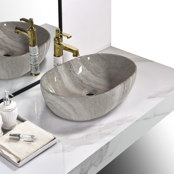Antero Lora Marble - Glossy Finish Ceramic Designer Washbasin