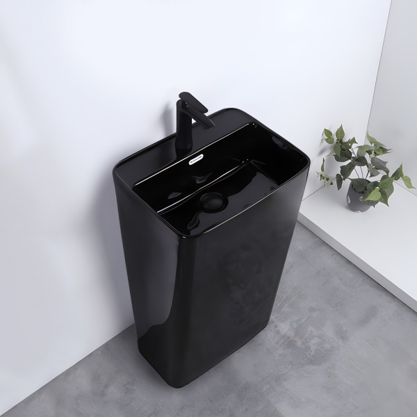 Binny Black - Ceramic Pedestal Free Standing Wash Basin