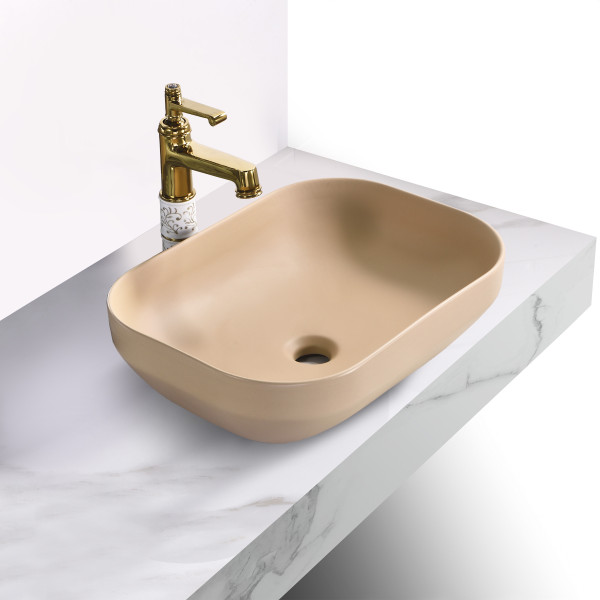 Camryla Beige-Matt - Tabletop Ceramic Designer Washbasin