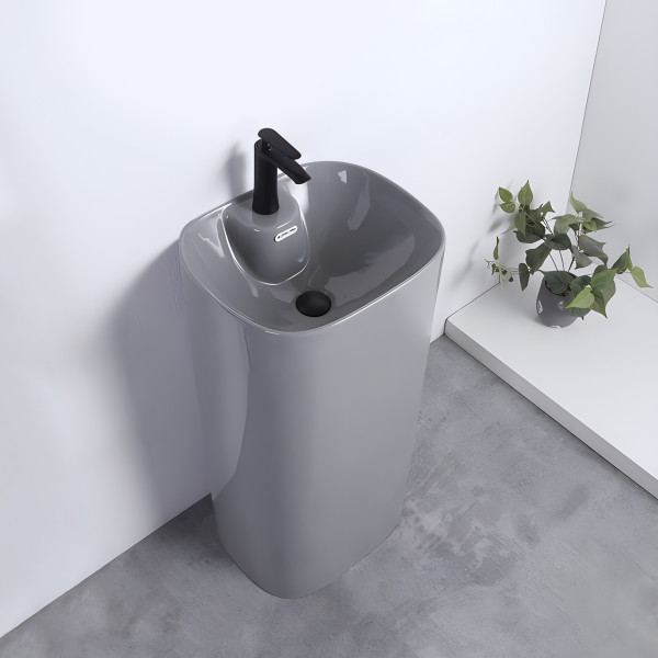 Alistar Grey - Ceramic Pedestal Free Standing Wash Basin