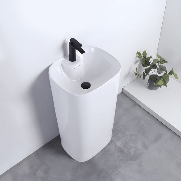 Alistar White - Ceramic Pedestal Free Standing Wash Basin
