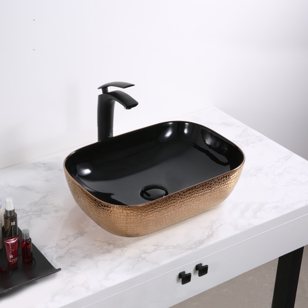 Stefy Croco Bronze+Black - Glossy Finish Ceramic Designer Washbasin