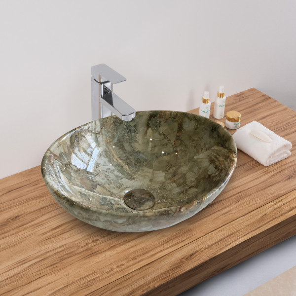Little Master Grey Marble - Ceramic Countertop Designer Washbasin for Bathroom