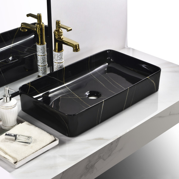 Marquina Black Linome - Tabletop Ceramic Designer Washbasin
