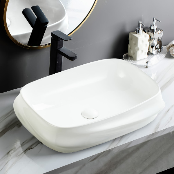 Riva White - Glossy Finish Premium Ceramic Table Top Designer Washbasin