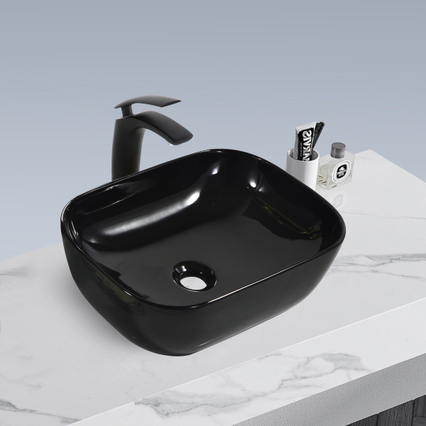 Stefy Black - Glossy Finish Ceramic Designer Washbasin