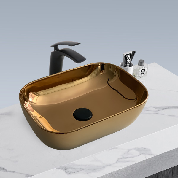 Stefy Gold - Glossy Finish Ceramic Designer Washbasin
